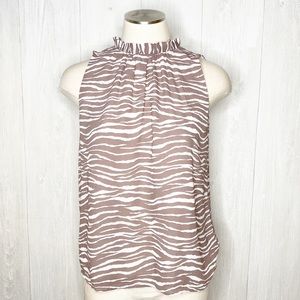 LOFT | Zebra Print Tie-Back Sleeveless Blouse SP